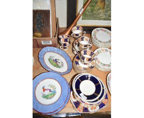Mixed Lot: Gilt decorated tea wares, Copeland Spode plates etc