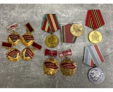 Selection of USSR competition winners medals also includes Red army WWII veteran of labour, WWII 65 years anniversary etc