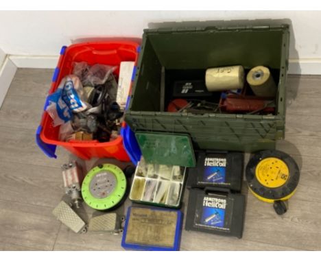 2 boxes of mixed tools, extension cables etc