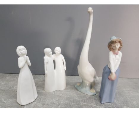 Nao by Lladro swan and girl, moments group by Coalport, and Royal Doulton images girl. 4