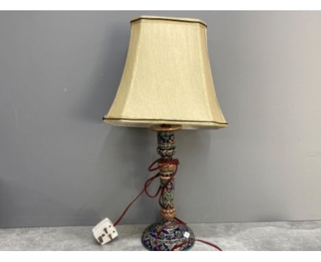 Moroccan pottery candlestick table lamp with shade