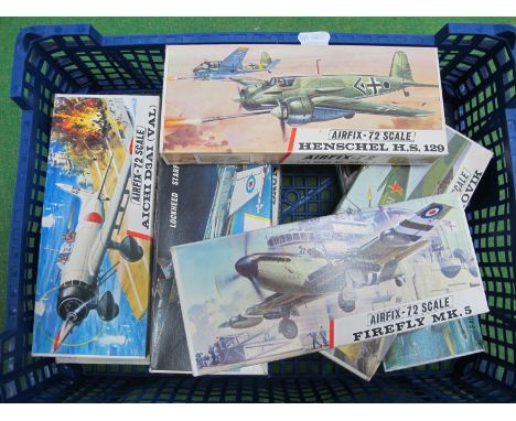 Eight Airfix 72 Scale Plastic Model Aircraft Kits, All Series 2, to include Fairey Swordfish, Stormovik, Aichi D3Ai (Val), Da