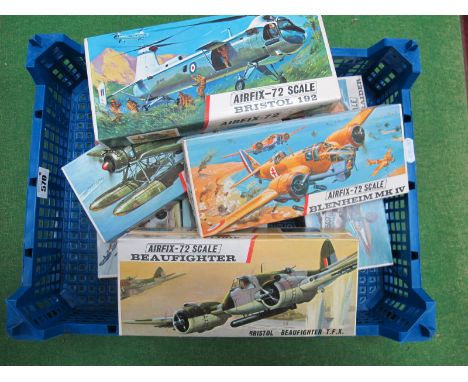 Eight Airfix 72 Scale Plastic Model Aircraft Kits Mostly Series 2, to include Supermarine Walrus II, Avro Anson L, Douglas Sk