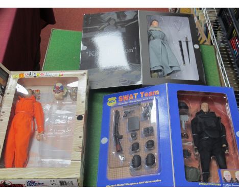 Three Boxed Plastic Action Figures, comprising of Dragon Timeline Kate Ericson, Blue Box Elite Force 1/9 scale Swat Team Ohio