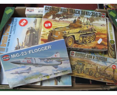 Ten Plastic Model Kits by Airfix, Frog all With a Military Theme, to include Airfix 1:32 Crusader III British Cruiser Tank, 1