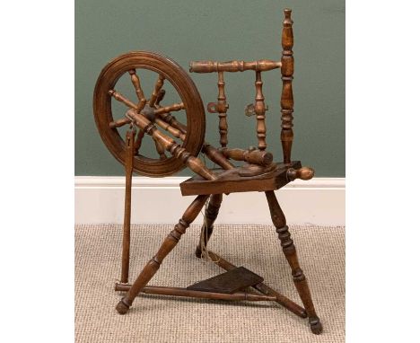 VINTAGE SPINNING WHEEL, 87cms H, 70cms W, 40cms D