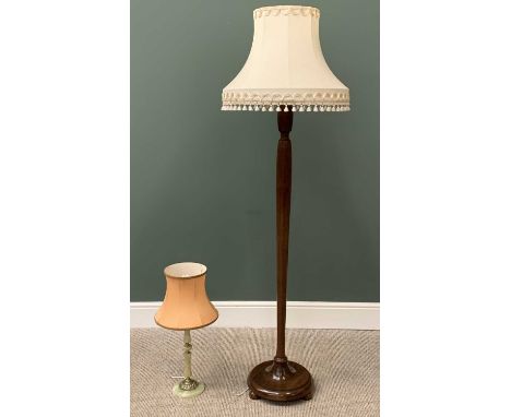 AN ONYX TABLE LAMP - 64cms tall and a turned mahogany example, 181cms tall