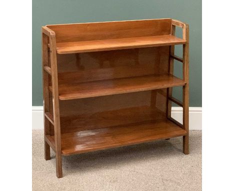 MID-CENTURY STYLE THREE SHELF OPEN BOOKCASE, 84cms H, 88cms W, 30cms D