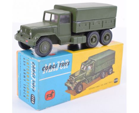 Corgi Major Toys 1118 International 6x6 Army Truck, military green, British Army markings,  in good condition, some small pai