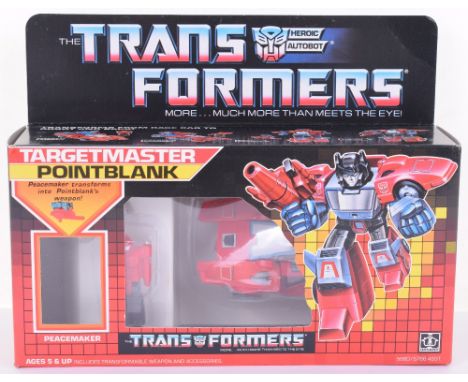 Boxed Hasbro G1 Transformers Targetmaster ‘Pointblank’  1986 issue, transforms from race car to robot and back in mint boxed 