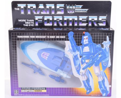 Boxed Hasbro G1 Transformers Deception ‘Scourge’ 1986 issue, transforms from hovercraft to robot and back! In mint boxed comp