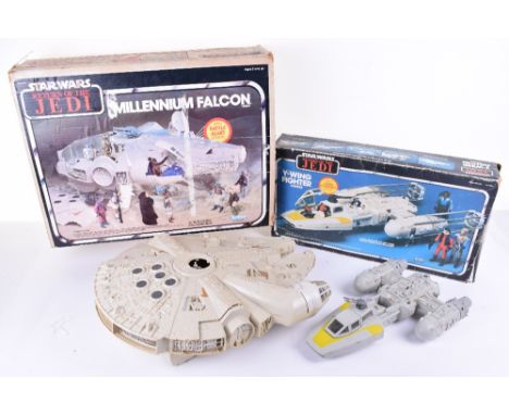 Boxed Kenner Star Wars Return of the Jedi Millennium Falcon, in fair playworn  condition, missing parts, original box is fair