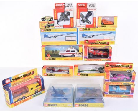 Corgi Concorde, window boxes and Matchbox window box toys, 2x650 Concorde air liners with BOAC livery, one lacking rear wheel