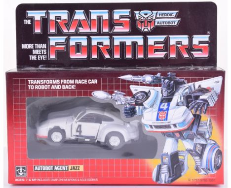 Boxed Hasbro G1 Transformers Autobot Agent ‘Jazz’ 1984 issue, transforms from race car to robot and back in mint boxed comple