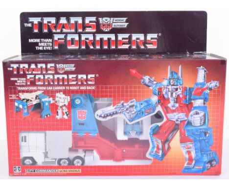 Boxed Hasbro G1 Transformers City Commander Ultra Magnus, blue/silver head 1985 issue, transforms from car carrier to robot a