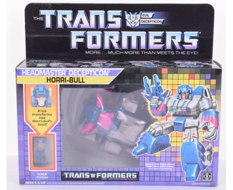 Boxed Hasbro G1 Transformers Headmaster Deception ‘Horri-Bull’ 1987 issue, transforms from buffalo to robot and back again! I