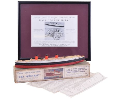 Chad Valley R.M.S. “Queen Mary” unique take to pieces coloured card model, designed by G.H.Davis the special artist of “The I