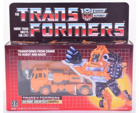 Boxed Hasbro G1 Transformers Autobot Architect ‘Grapple’ 1985 issue, transforms from crane to robot and back in mint boxed co