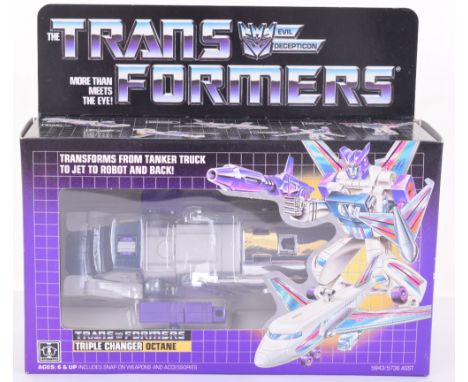 Boxed Hasbro G1 Transformers Triple Changer ‘Octane’ 1986 issue, transforms from tanker truck to jet to robot and back! In mi