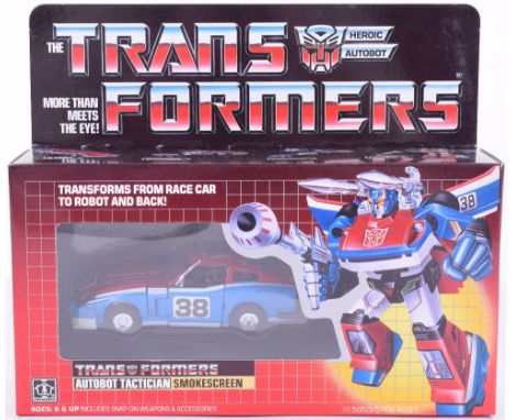 Boxed Hasbro G1 Transformers Autobot Tactician ‘Smokescreen’ 1985 issue, transforms from race car to robot and back in mint b