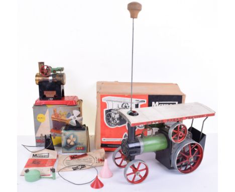 Mamod TE1 Live Steam Tractor, red/green/black body, with, burner, skuttle , funnel, steering rod,with leaflet, in fair used c