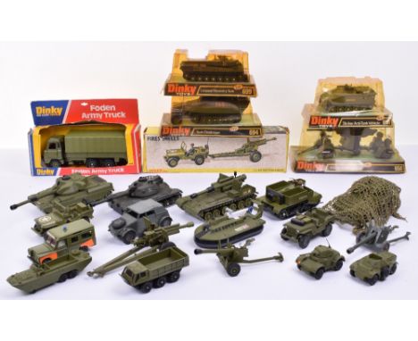 Quantity of Military Dinky Toys Models, in their original bubble packs are 88mm Gun no.656, Tank Destroyer no.694, Leopard Re