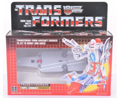 Boxed Hasbro G1 Transformers Triple Changer ‘Broadside’ 1986 issue, transforms from aircraft carrier to jet to robot and back