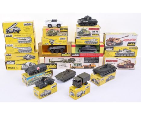 Quantity of Boxed Solido Military Models (France), 2 x Rocket Launching Vehicle no.218, Tiger I no.222, UNIC Army Lorry no.20