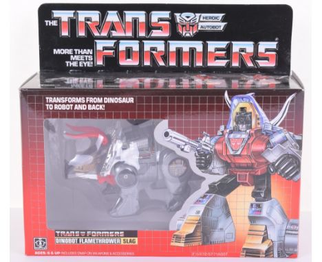 Scarce Boxed Hasbro G1 Transformers Dinbot Flamethrower ‘Slag’ 1984 issue, transforms from dinosaur to robot and back! In min