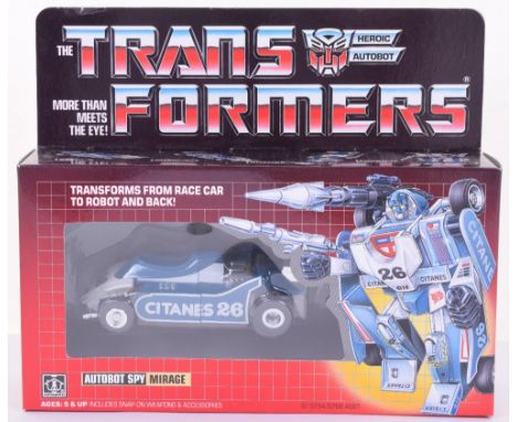 Boxed Hasbro G1 Transformers Autobot Spy ‘Mirage’ 1984 issue, transforms from race car to robot and back in mint boxed comple