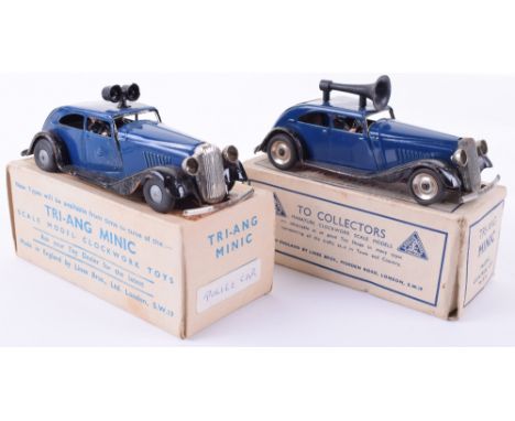 Minic  two 29M Traffic Control cars, boxed with single large speaker to roof, good condition, few paint chips to running boar