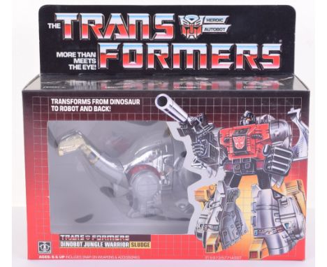 Boxed Hasbro G1 Transformers Dinbot Jungle Warrior ‘Sludge’ 1984 issue, transforms from dinosaur to robot and back! In mint b