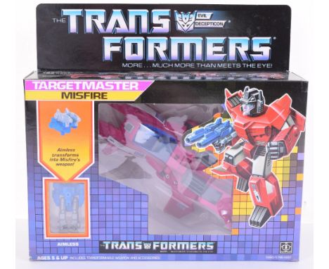 Boxed Hasbro G1 Transformers Target Master ‘Misfire’ 1986 issue, transforms from jet to robot and back in mint boxed complete