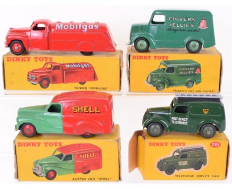 Dinky four boxed Commercial vehicles, 261 Telephone Service van, excellent condition, box fair to good lacks one end flap, 44