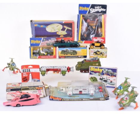 Selection of Dinky Space/Tv Film Related Models, boxed items include Star Trek U.S.S Enterprise no.358 – box is missing inner