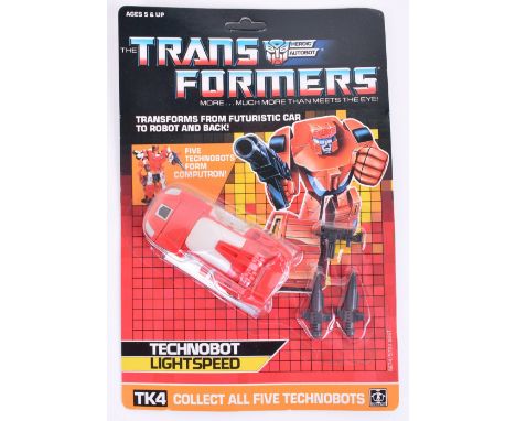 Original Carded Hasbro G1 Transformers, TK4 Technobot ‘Lightspeed’ 1987 issue transforms from Futeristic car to robot and bac