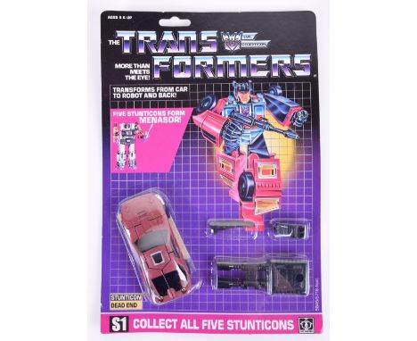 Original Carded Hasbro G1 Transformers, S1 Stunticon ‘Dead End’  transforms from car to robot and back, 1986 issue, mint, wit