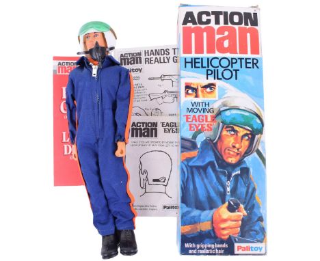 Boxed  Action Man Helicopter Pilot, 34074 with Action Man Eagle Eyes  figure, gripping hands, blond realistic hair, overalls,