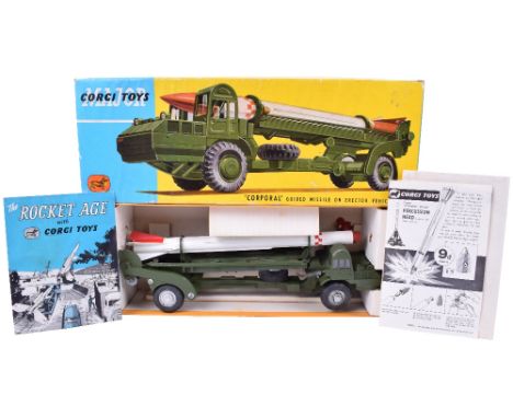 Corgi Major Toys 1113 Military ‘Corporal’ Guided Missile On Erector Vehicle, military green body, white/red missile rubber no