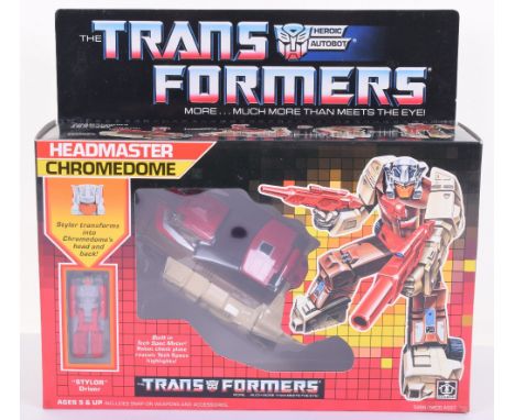 Boxed Hasbro G1 Transformers Headmaster ‘Chromedome’ with “Stylor” driver 1986 issue, transforms from car to robot and back a