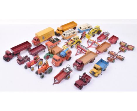 Selection of Dinky Toys Agriculture/Commercial Models, including Massey Harris tractor, no.31 tractor, Motorcart 27C, 2 x Tay