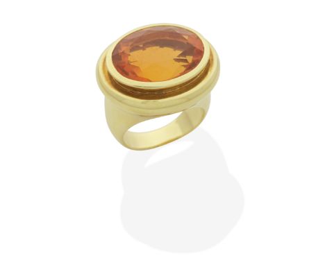 PALOMA PICASSO FOR TIFFANY: FIRE OPAL DRESS RING,  CIRCA 1981Oval-cut fire opal, signed Paloma Picasso, Tiffany &amp; Co, rin