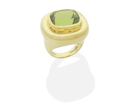 PALOMA PICASSO FOR TIFFANY: PERIDOT DRESS RINGCushion-cut peridot, signed Paloma Picasso, Tiffany &amp; Co, ring size approx.
