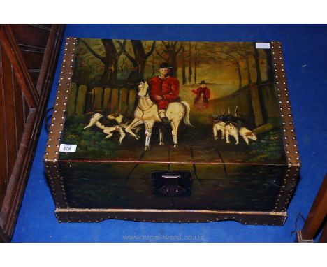 A modern painted and lacquered trunk.
