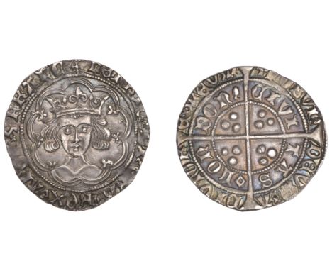 Henry VI (First reign, 1422-1461), Pinecone-Mascle issue, Groat, London, mm. cross IIIb/V, henric di gra rex angl z franc, ma