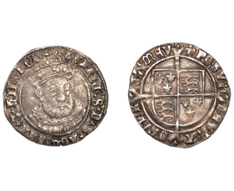 Henry VIII (1509-1547), Third coinage, Groat, Tower, mm. lis, henric 8 d’ g’ agl’ fra’ z hib’ rex, bust 1, rev. posvi dev’ ad