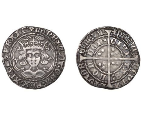 Henry VI (First reign, 1422-1461), Annulet/Rosette-Mascle issue mule, Groat, London, mm. cross II/V, henric di gra rex angl z