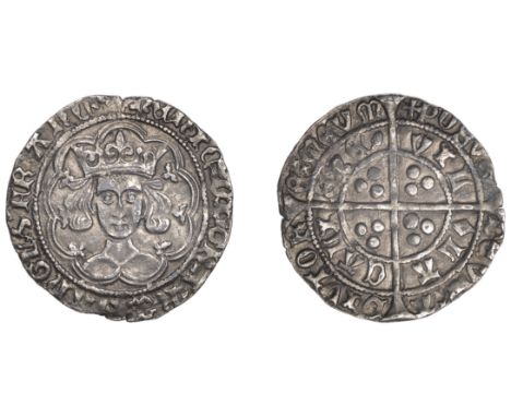 Henry VI (First reign, 1422-1461), Pinecone-Mascle issue, Groat, Calais, mm. cross IIIa/V, henic di gra rex angl z franc, mas