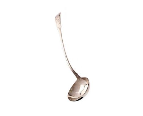SILVER LADLE WITH CREST ON HANDLE.LONDON 1814. MAKER RICHARD TURNER. LENGTH: 12½ INCHES.IN GOOD CONDITION. 