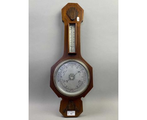 20TH CENTURY BAROMETER AND THERMOMETER,61cm long
